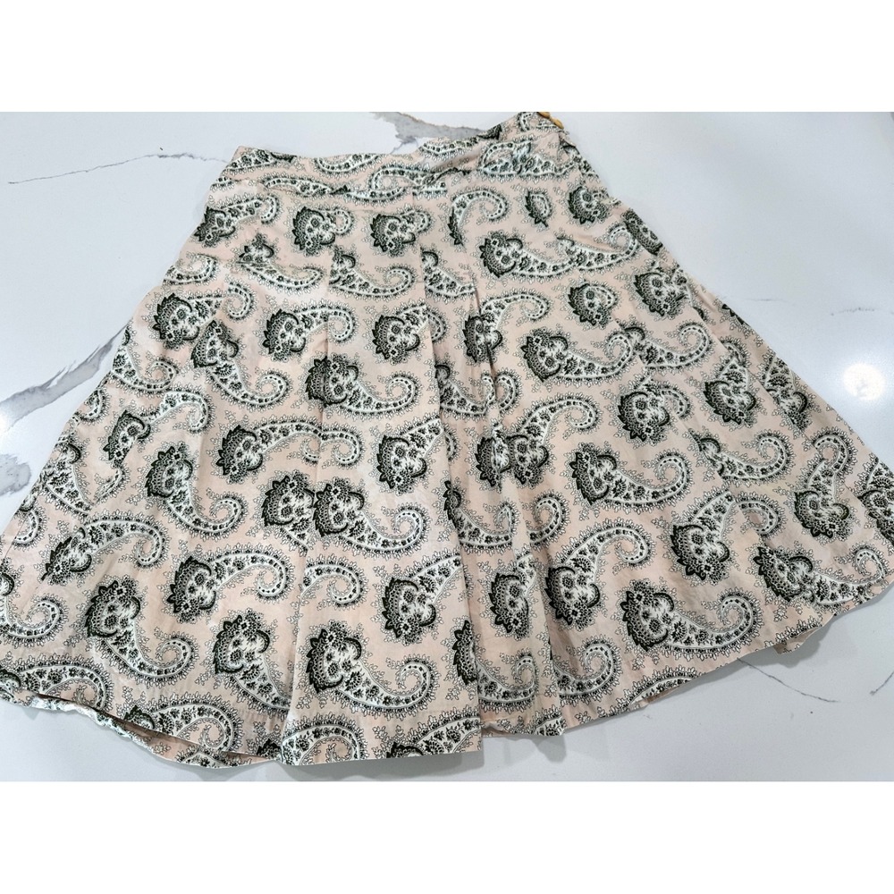 Noa Noa Miss Barbary Pink Green Paisley‎ Pleated A-Line Skirt XS Boho Vtg